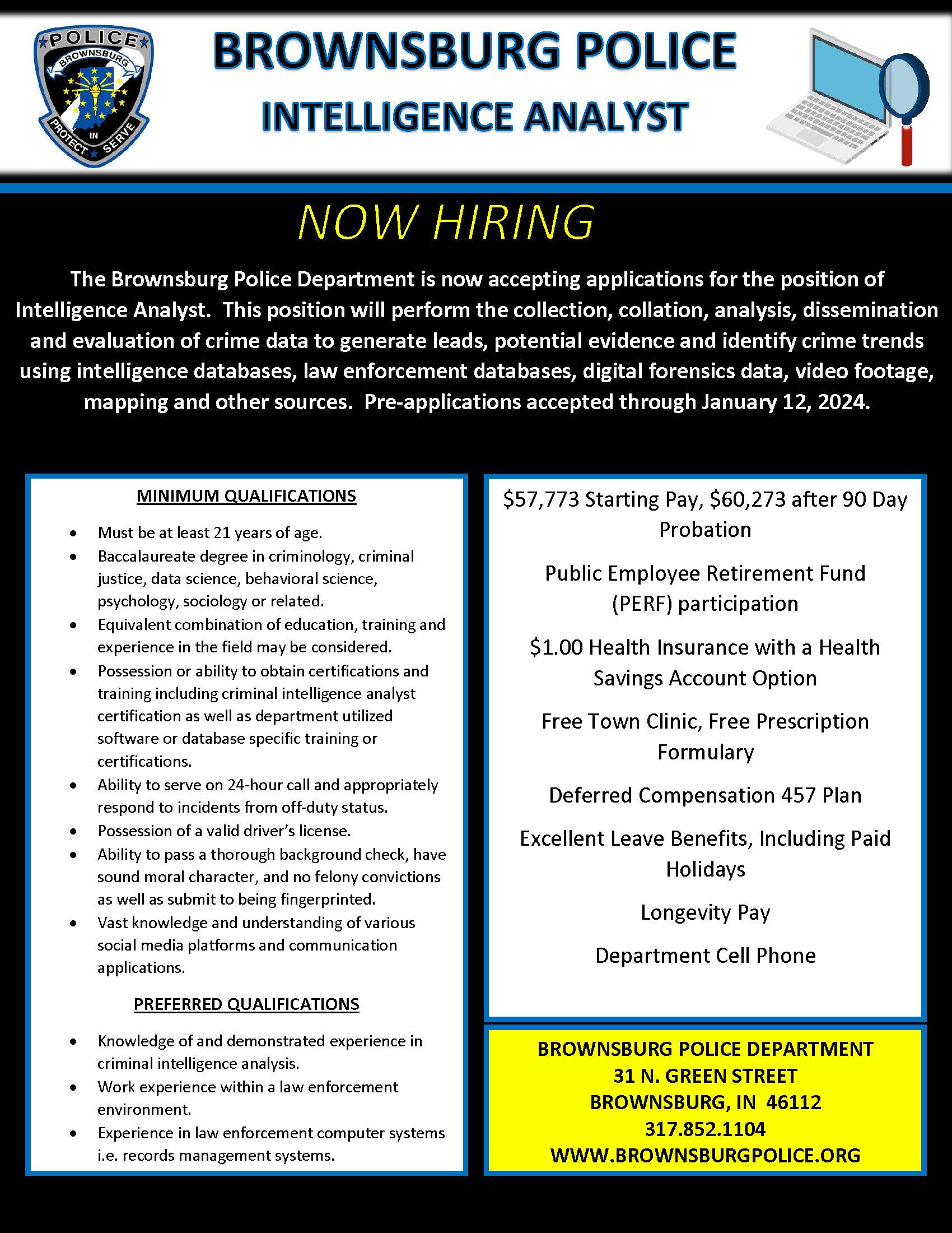 Intelligence Analyst Recruitment Ad